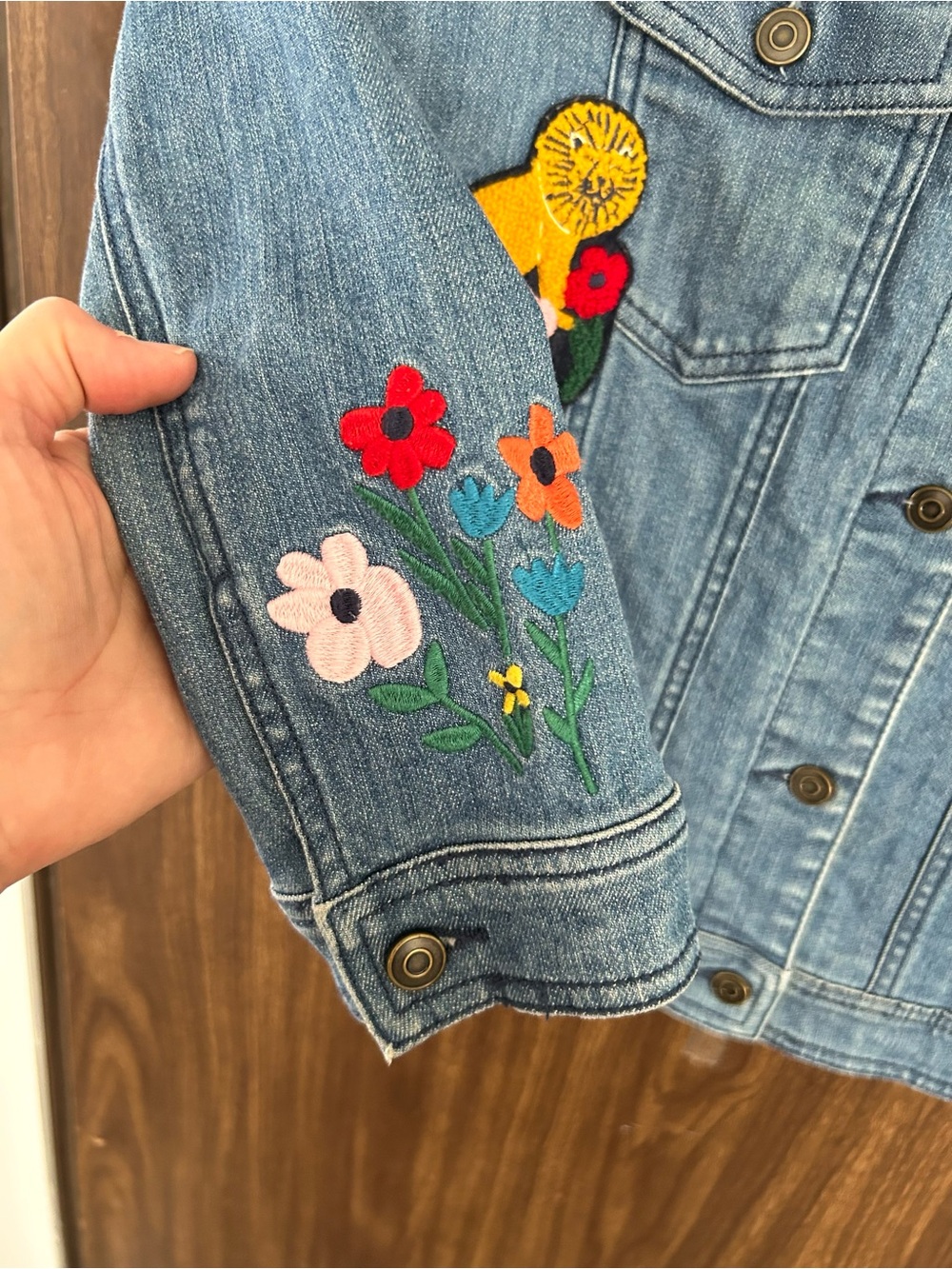 Hanna Andersson Blue Denim Sherpa Lined Novelty Applique Jean Jacket Sz 140 / 10 - Picture 6 of 10